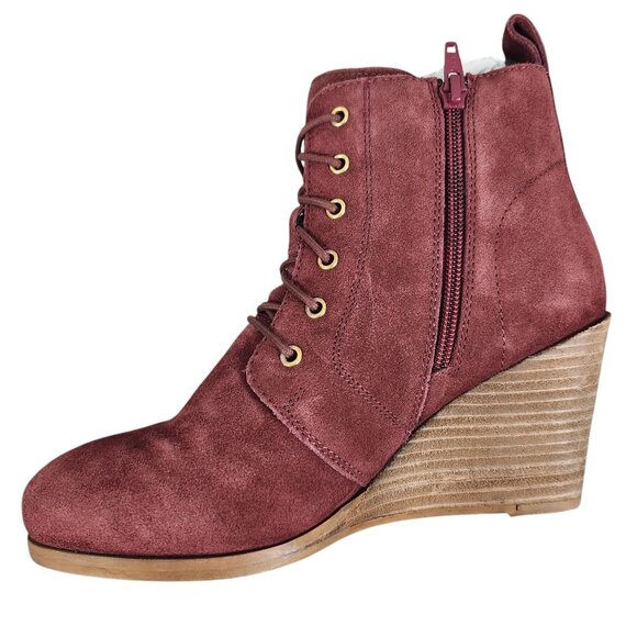 Diba Womens Blake Burgundy Suede Lace-Up Wedge Booties - Size 7.5 - Picture 5 of 9